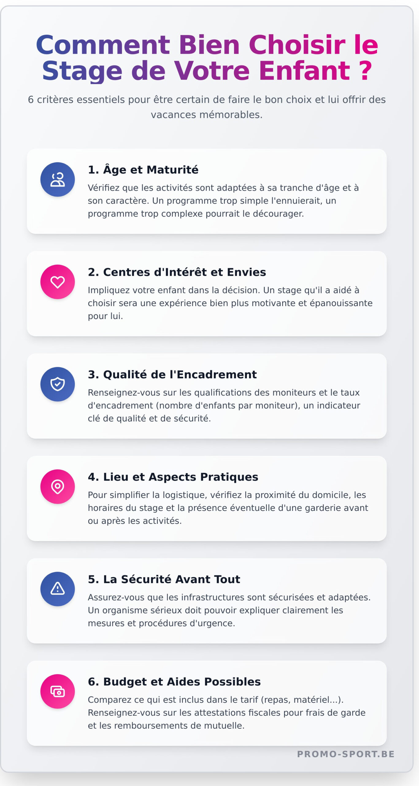 Stage Enfant : Le Guide Complet pour des Vacances Inoubliables - Infographic